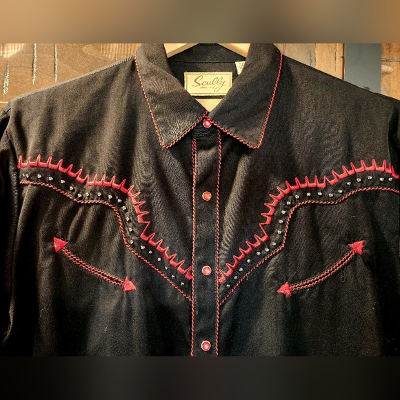 Scully Western Black Thunderbird Long Sleeve Shirt Mens XL - Picture 4 of 5